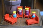 Vtg.1970 Fisher Price Family Castle King Queen Princess Prince Throne Chairs Bed