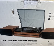 Vinyl Record Player with External Speakers Belt-Drive Turntable for Vinyl