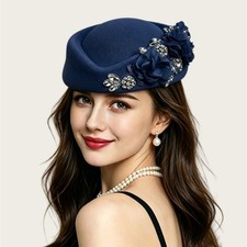 Women's Felt Fascinator Hat Vintage Style for Church Derby Tea Party Use