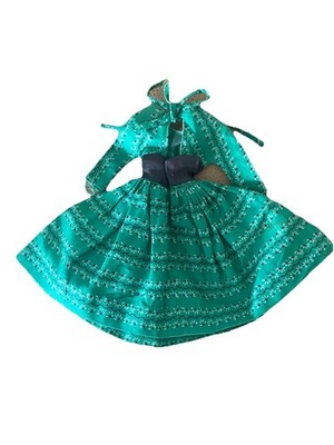 Vintage Mattel 1963 Barbie #955 ''SWINGIN' EASY'' Green Print Dress in Nice Cond.