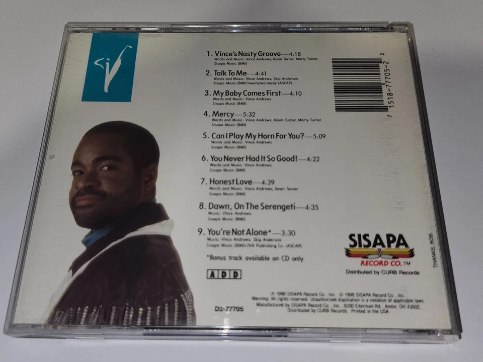 Vince Andrews Self-Titled Album CD 9 Songs 1990 SISAPA Record Co./Curb Jazz Foto 3 de 4