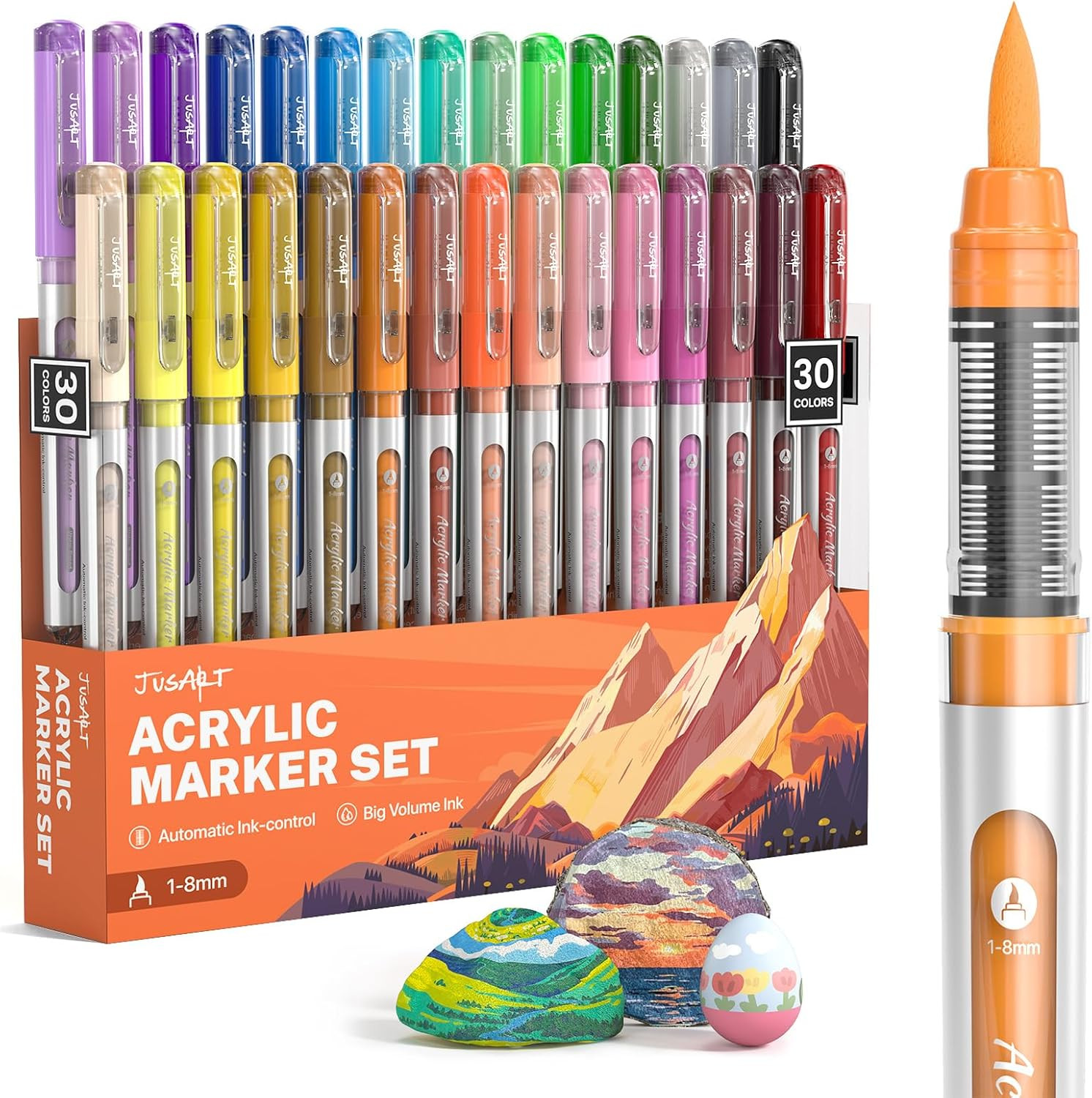 Brush Tip 30 Colors, Water-based No-bleed Markers W