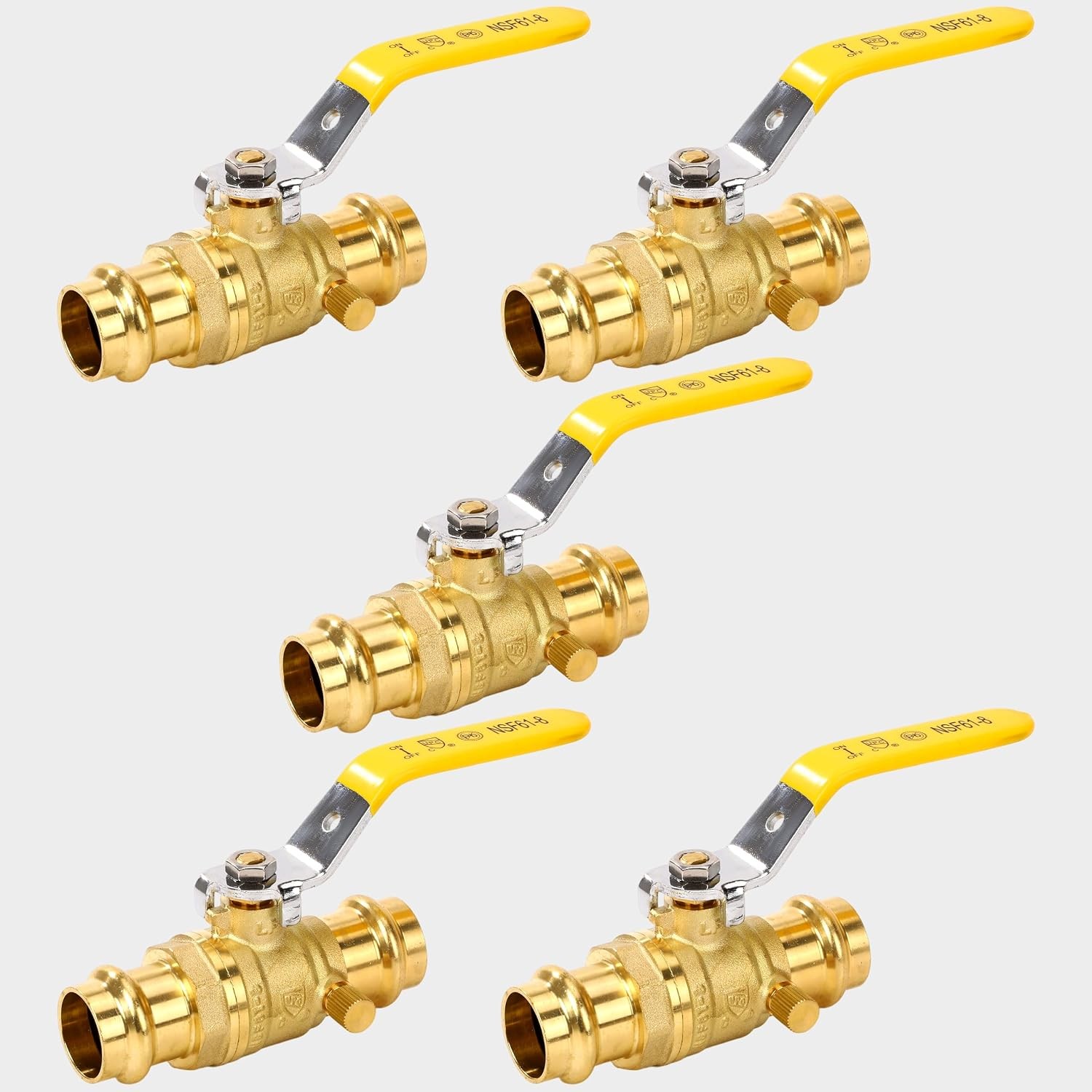 5PCS 1/2" Press Ball Valve Heavy Duty with Drain for Copper Tubing Ball Valve