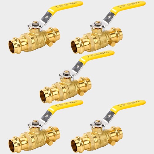 5PCS 1/2" Press Ball Valve Heavy Duty with Drain for Copper Tubing Ball Valve