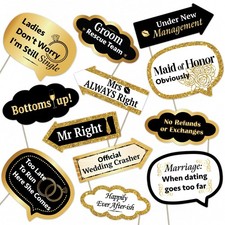 12 PCS Wedding Photo Booth Props Set Fun Romantic Receptions Decorations