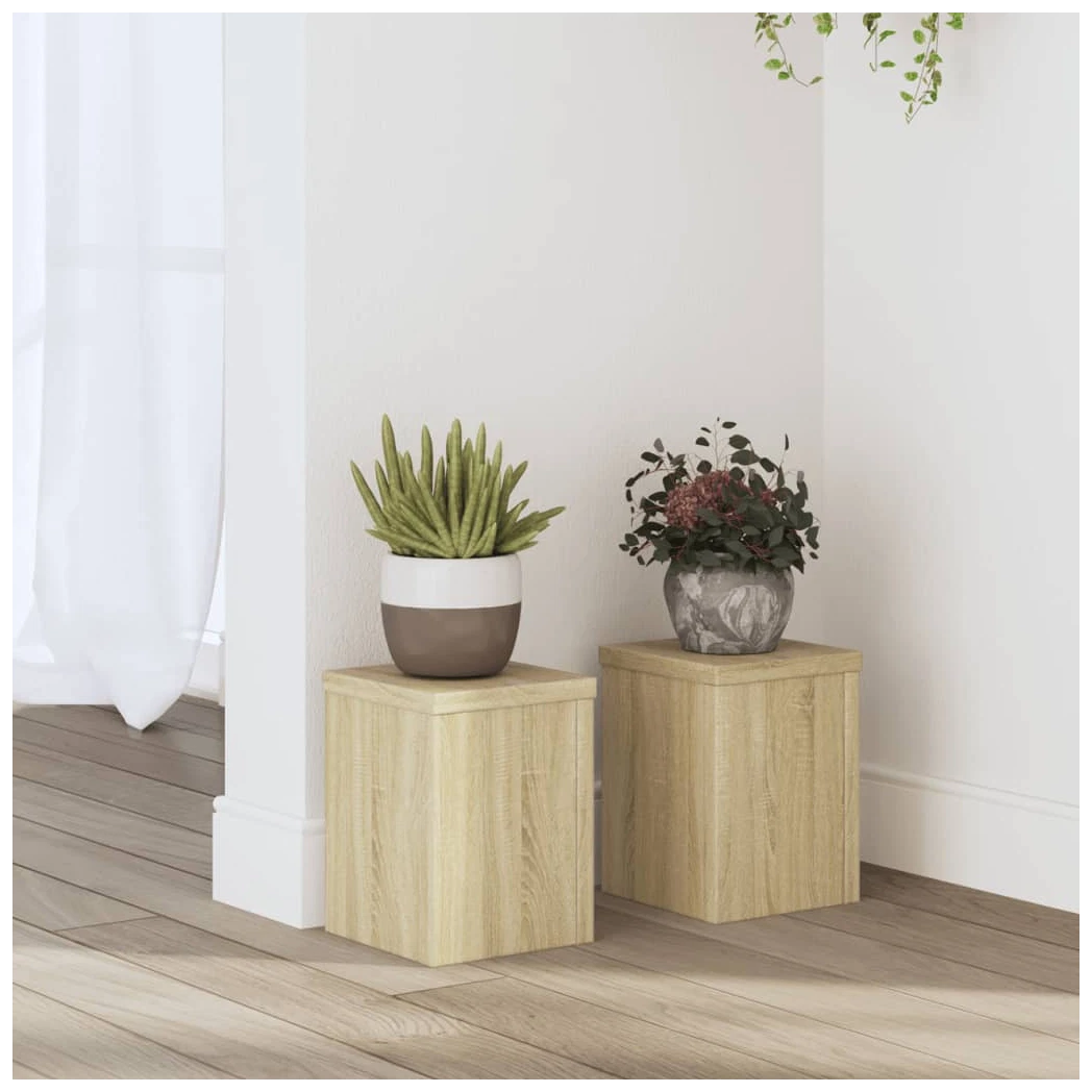 Wooden Plant Stand 2pcs Sonoma Oak Engineered Wood Tiered 15x15x20cm forHome Set