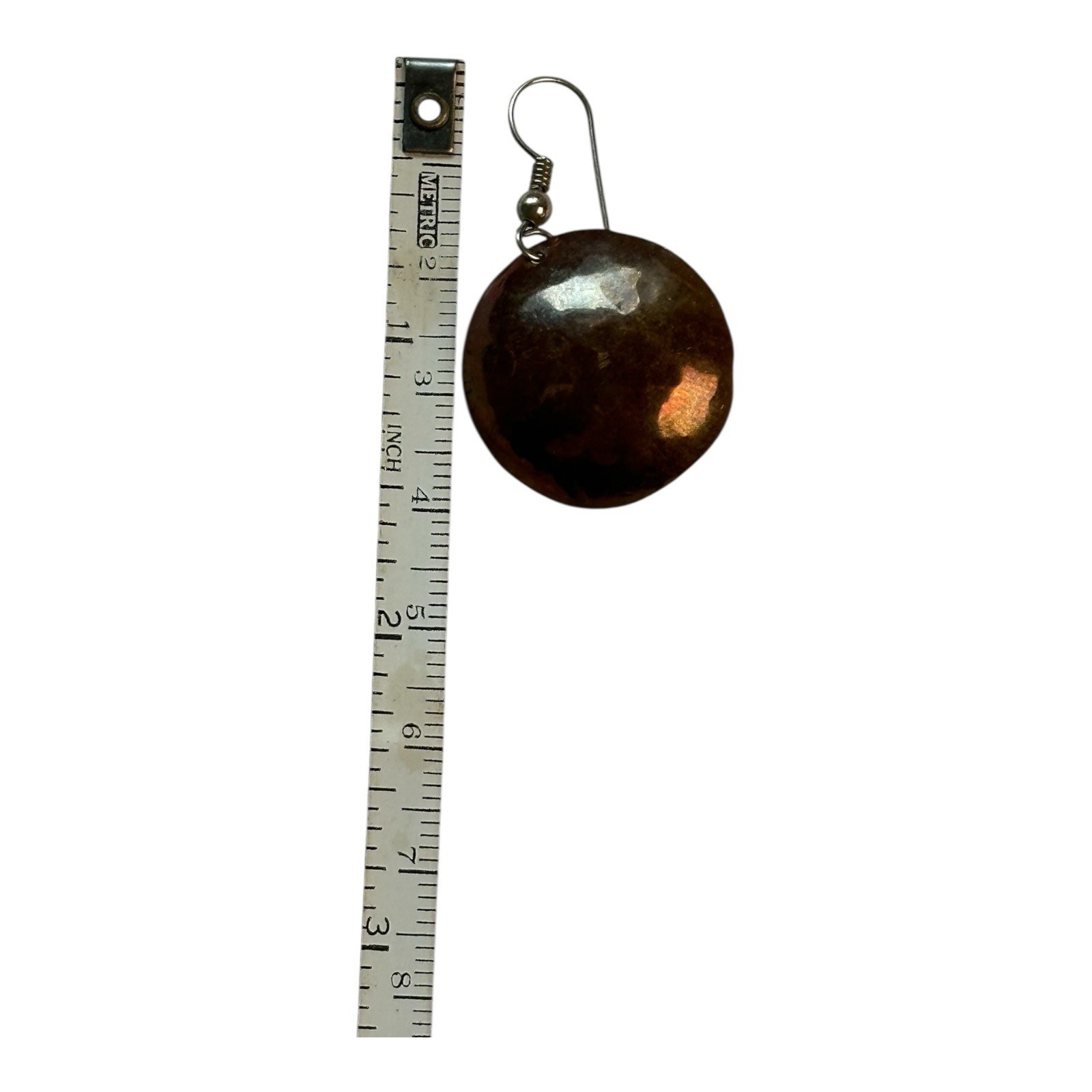 Artisan Hammered Copper Disc Dangle Earrings Boho… - image 4
