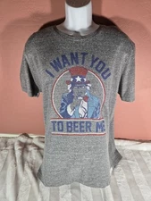 Tipsy Elves 4th Of July Patriotic Uncle Sam I Want You To Beer Me T-Shirt Mens L