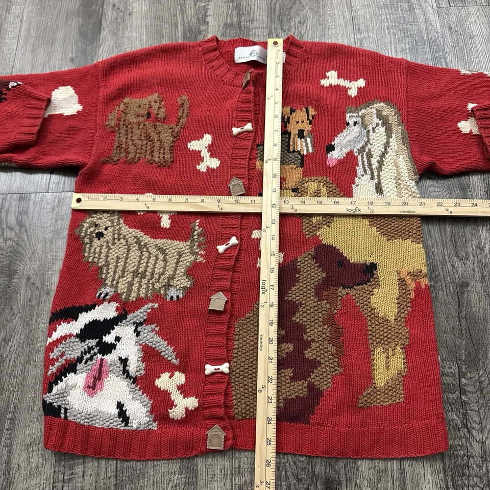 Cárdigan Suéter Scottie Poodle Collie Grande Opciones Diseño Vintage Raro Foto 3 de 4