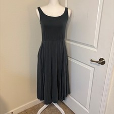 Quince Tencel Lyocell Jersey Fit and Flare Midi Dress Blue Grey Large