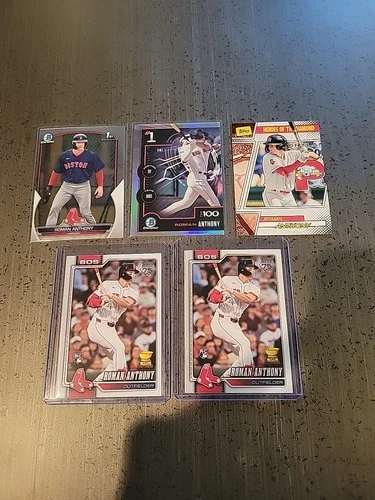 5 Card Roman Anthony Lot X2 #189 Gold Cup Rookie RC, Bowman 1st, X2 Inserts