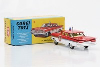 1:50 Corgi Toys Chevrolet Fire Chief Feuerwehrauto Insassen Rot-Weiß Nr. 482 Re