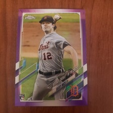 2021 Topps Chrome Update Casey Mize Purple Refractor Rookie Debut Card . rookie card picture