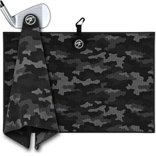 Fore Show Black Camo Magnetic Golf Towel with Clip – 24"x16" Premium Microfiber