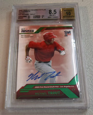 MIKE TROUT 2009 TRISTAR PROSPECTS #20 AUTO GREEN /25 ROOKIE RC 1ST CARD BGS 8.5