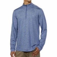 Greg Norman Tech Active Quarter Zip Pullover Blue Mens XL Shark Logo Long Sleeve