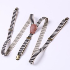 Stretchy Trouser Braces 4 Hooks Y-shape Adjustable Striped Heavy Duty Suspenders