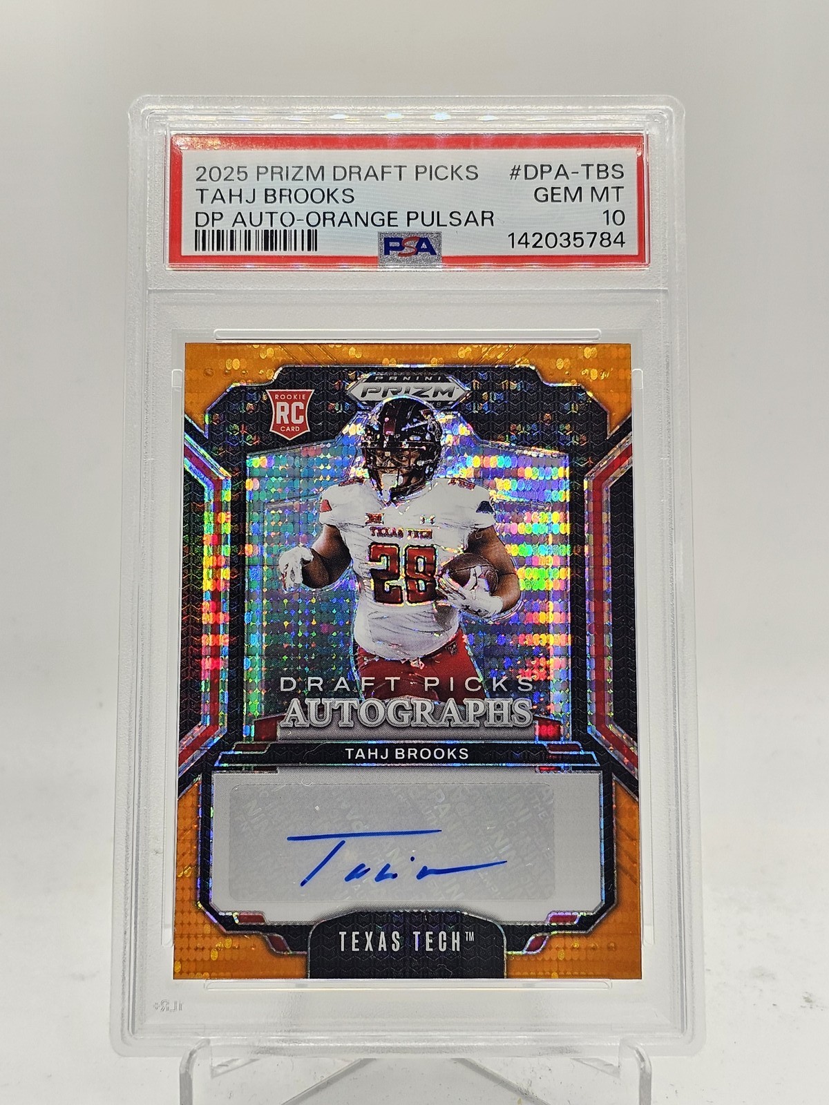 Tahj Brooks Panini Prizm Draft Picks Draft Picks Autographs #DPATBS Orange Pulsar
