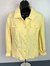 Croft & Barrow Women's Button Front Cotton Stretch Shirt Jacket Yellow Sz Large