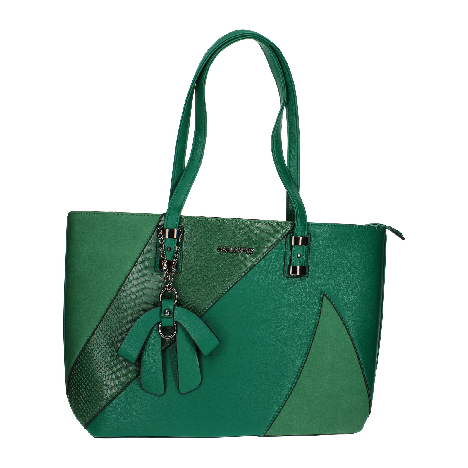 Gallantry Bolso tote de ante y estampado de serpiente, Verde