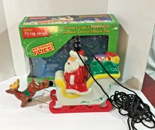 Tekky Toys Santa's Flying Sleigh 25' Cable Blow Mold & Music 16"x10" Works!