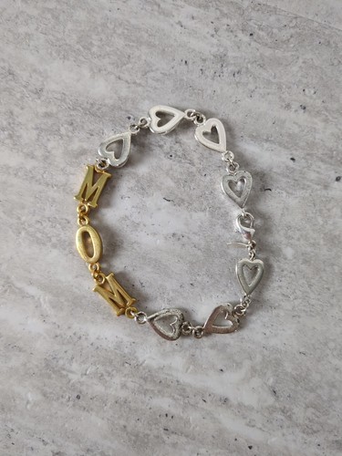 Bracciale vintage Avon mamma con cuori oro e argento