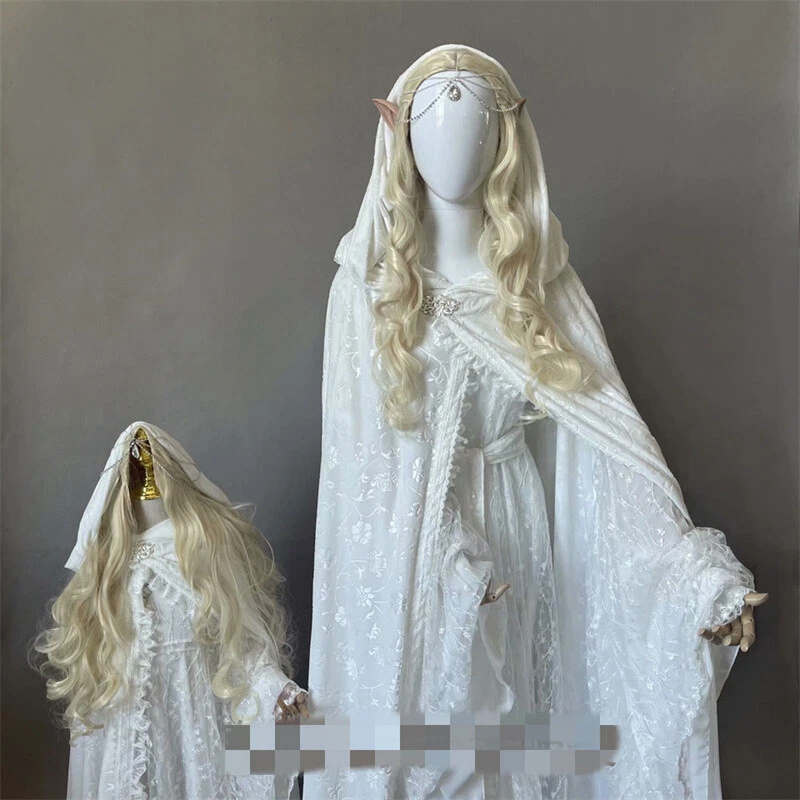 Lord of the Rings The Hobbit Galadriel Cosplay Costume Outfits Wig Adult/kids - Image 4 of 4