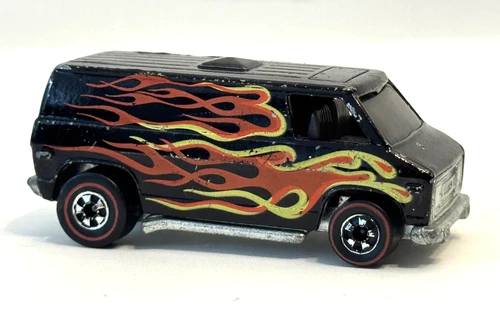 Vintage 1974 Hot Wheels Redline Black Super Van with Flames Hong Kong HK