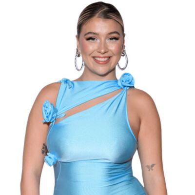 Caity Baser (Blue Dress) Half Body Buddy Cutout