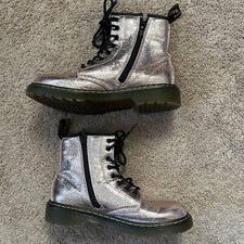 Dr Martens Boots Girls US 4 Rose Gold Crinkle Metallic Glitter Punk Fairy Docs