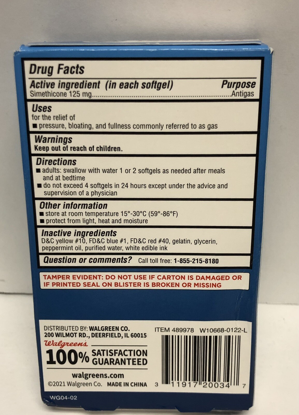 Walgreens+Gas+Relief+125mg+Extrastrength+Total+92+Softgels+Exp+62F24