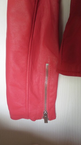 ETAM PERFECTO MOTORCYCLE JACKET ZIP IN LAMBSKIN FR40,UK12,EU38,IT44 CORAL PINK - Picture 8 of 9