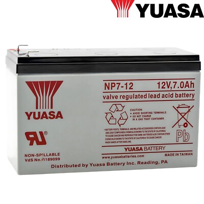 Yuasa NP7-12 12V/7Ah Sealed Lead Acid Maintenance-Free Battery for UPS, Taiwan