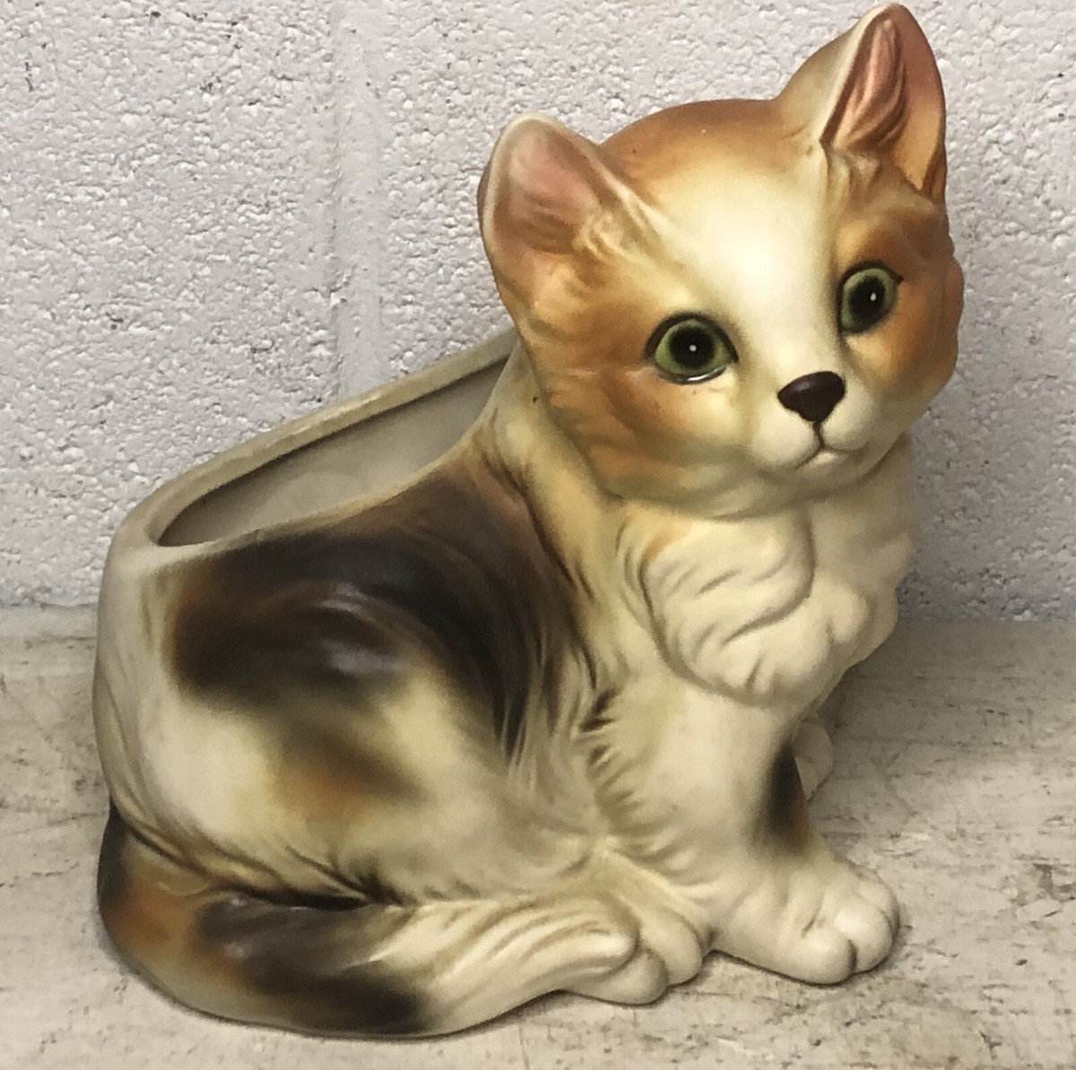 Vintage Calico Cat Kitten Flower Planter Napcoware Napco C7116