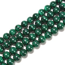 Natural Malachite Smooth Round Beads 6mm 7mm 8mm 10mm 12mm 15.5" Strand