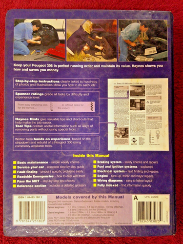 Peugeot 306 (petrol/diesel) Haynes Workshop Manual 1993 - 02. Never been opened! - Picture 5 of 5