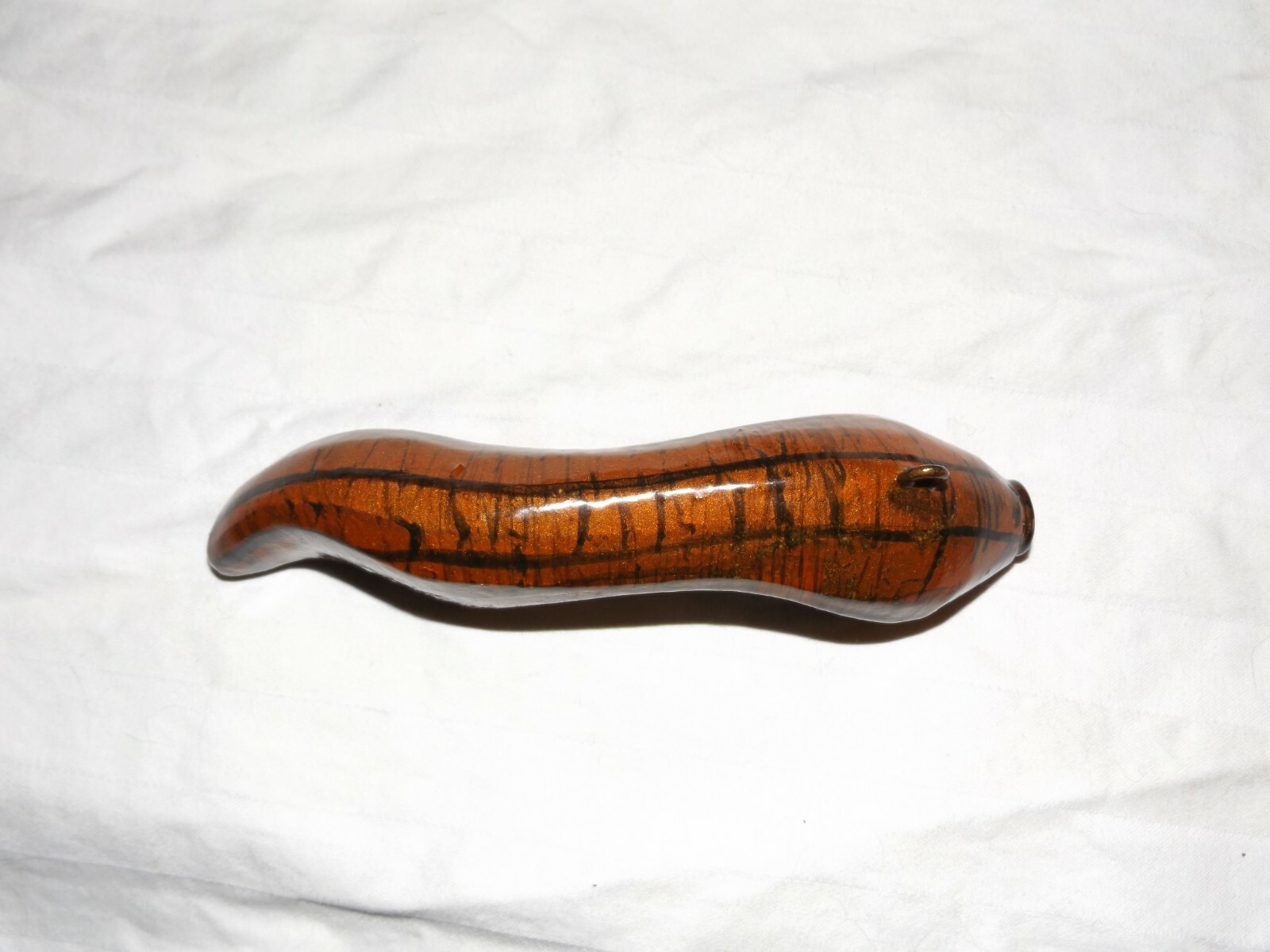 Vintage 6" Basswood Tiger Leech Ice Spearing Carved Wood Decoy Lure By Meyre