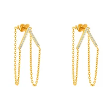 Wellingsale 14k Yellow Gold Chain Earrings (31 x 12 mm)