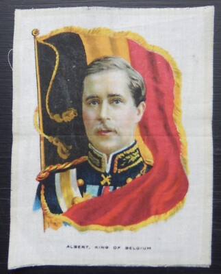 ALBERT KÖNIG VON BELGIEN Lineal mit Flagge 1910 Kaiser Tabak SEIDE SC9