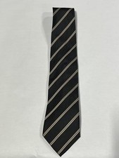 Mens Giorgio Cosani Black Brown Stripe Pattern Tie Pure Silk Hand Made NEW