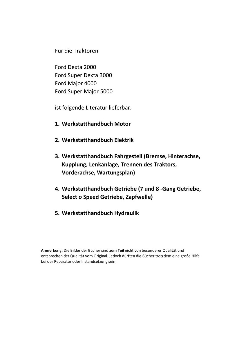 Betriebsanleitung Ford 2000 3000 3055 4000 5000 Traktor