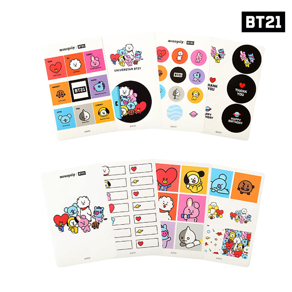 BTS BT21 Official Authentic Goods monopoly Deco Sticker 7SET