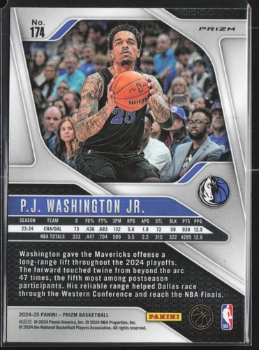 2024-25 Prizm Basketball PJ Washington Jr. Green Prizm 174 - Foto 2 di 2