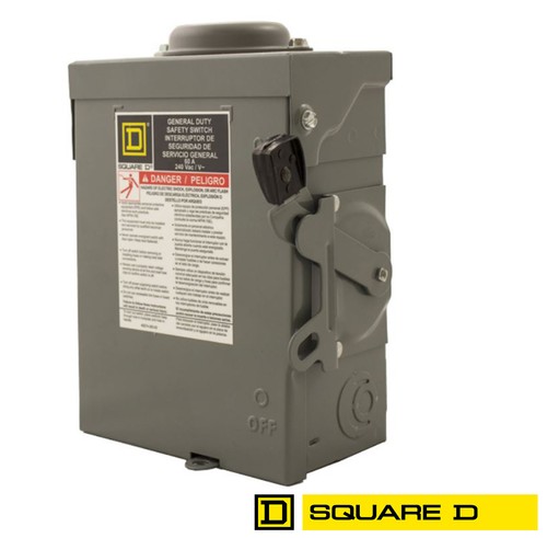 Square D DU322RB 60A 240VAC Unfused Disconnect 3 Pole for Solar Panel PV Arrays - Afbeelding 1 van 4