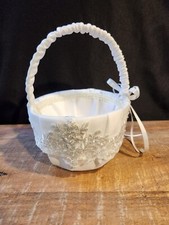 New His  Hers Studio, White Stain Flower Basket