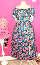WOMEN PLUS SIZE FLORAL BARDOT SPLIT FRONT MIDI DRESS ( SIZE UK18 )