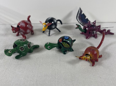6 Mexican Small Mini Animal Bobble Loose Head Nodder Turtles Bug Dragon Cat