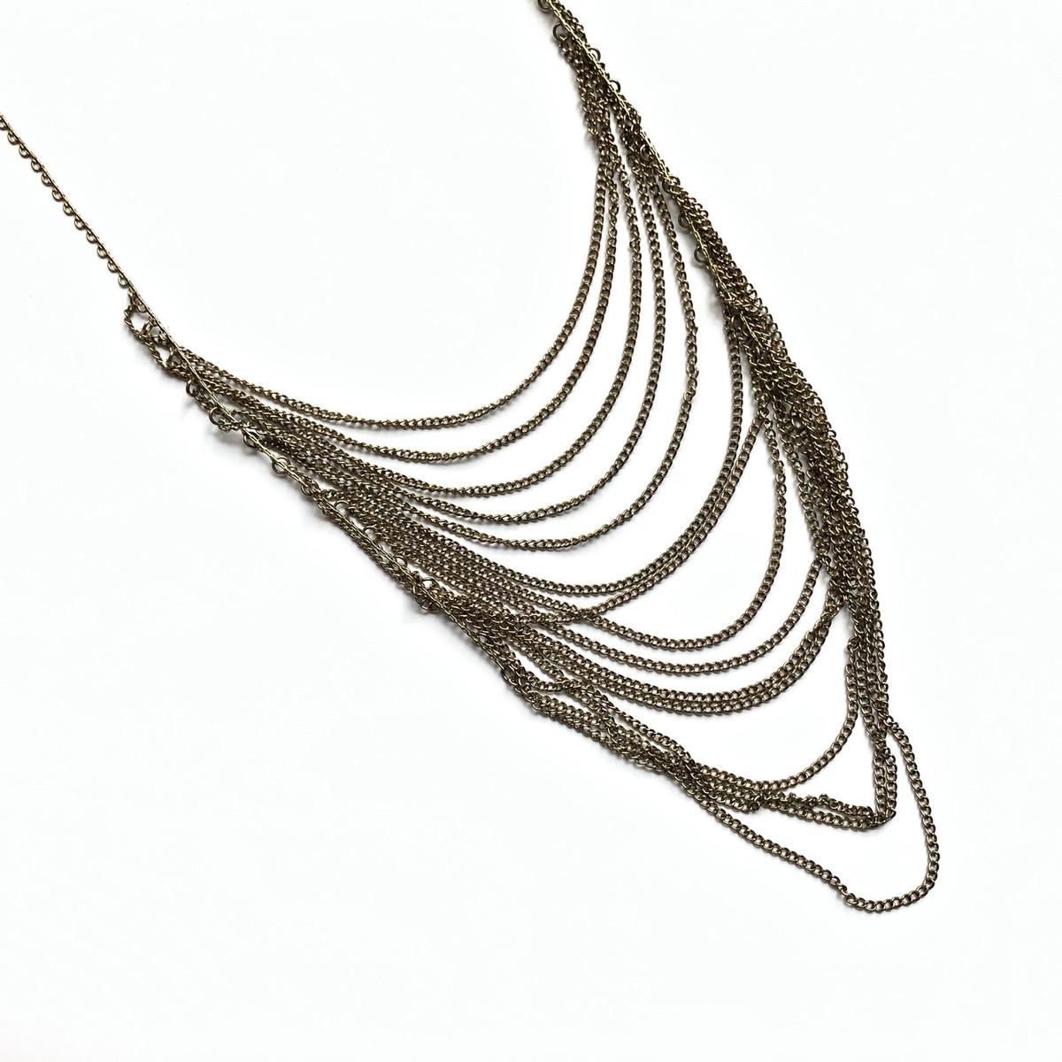 NWT Forever 21 Cascade Layer Gold Chain Necklace Long Scallop Chain F21