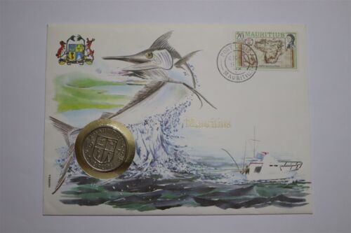 🧭 MAURITIUS 1 RUPPEE 1978 COIN COVER B53 #350