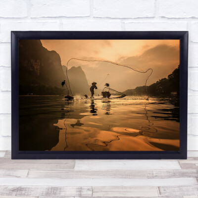 Spread The Fish Nets Netz Fischer Angeln werfen werfen Wandkunstdruck
